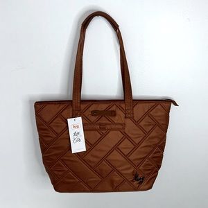 Lug Brown / Orange Quilted Tote Bag